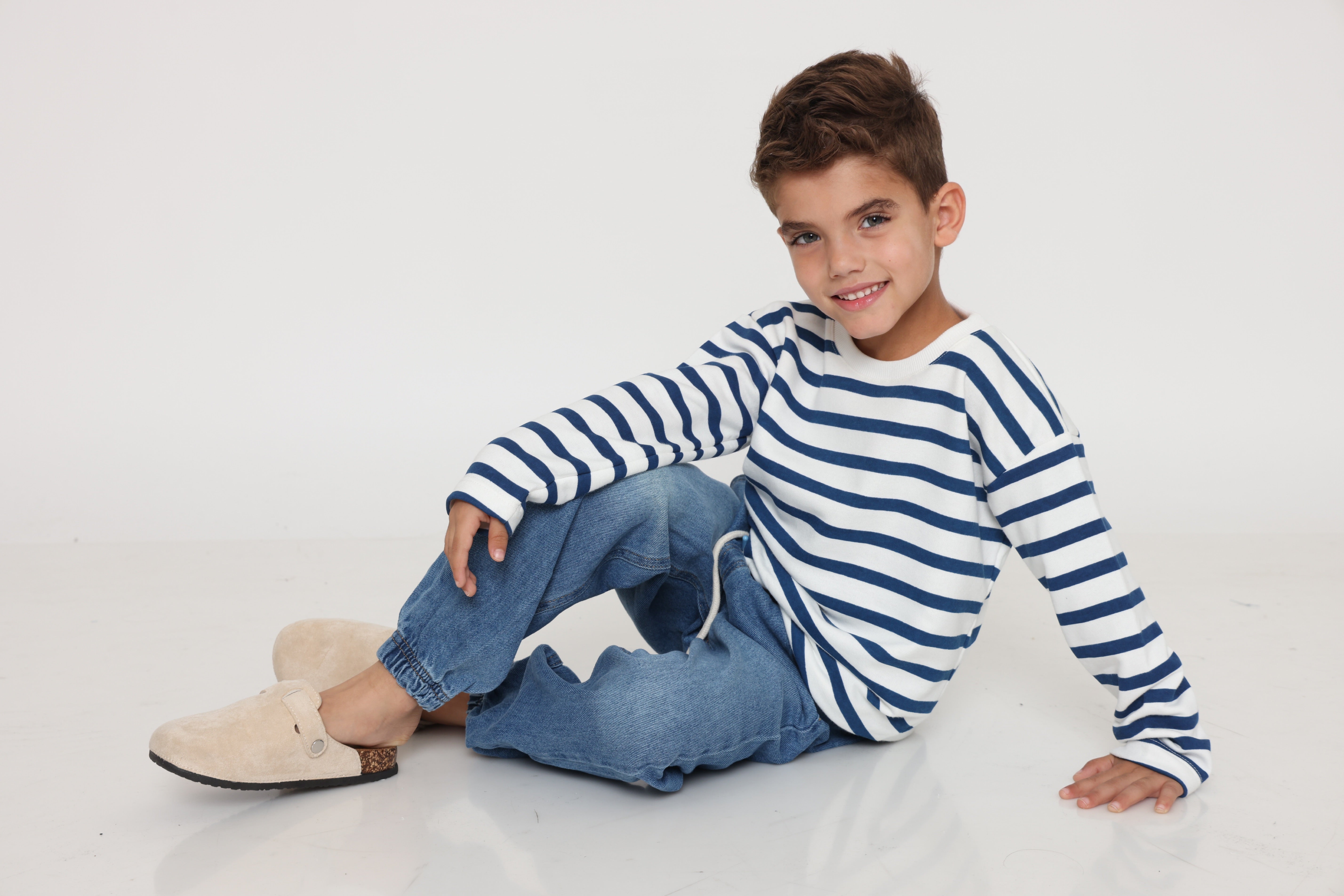 חולצת פסים קלאסית בנים - כחול