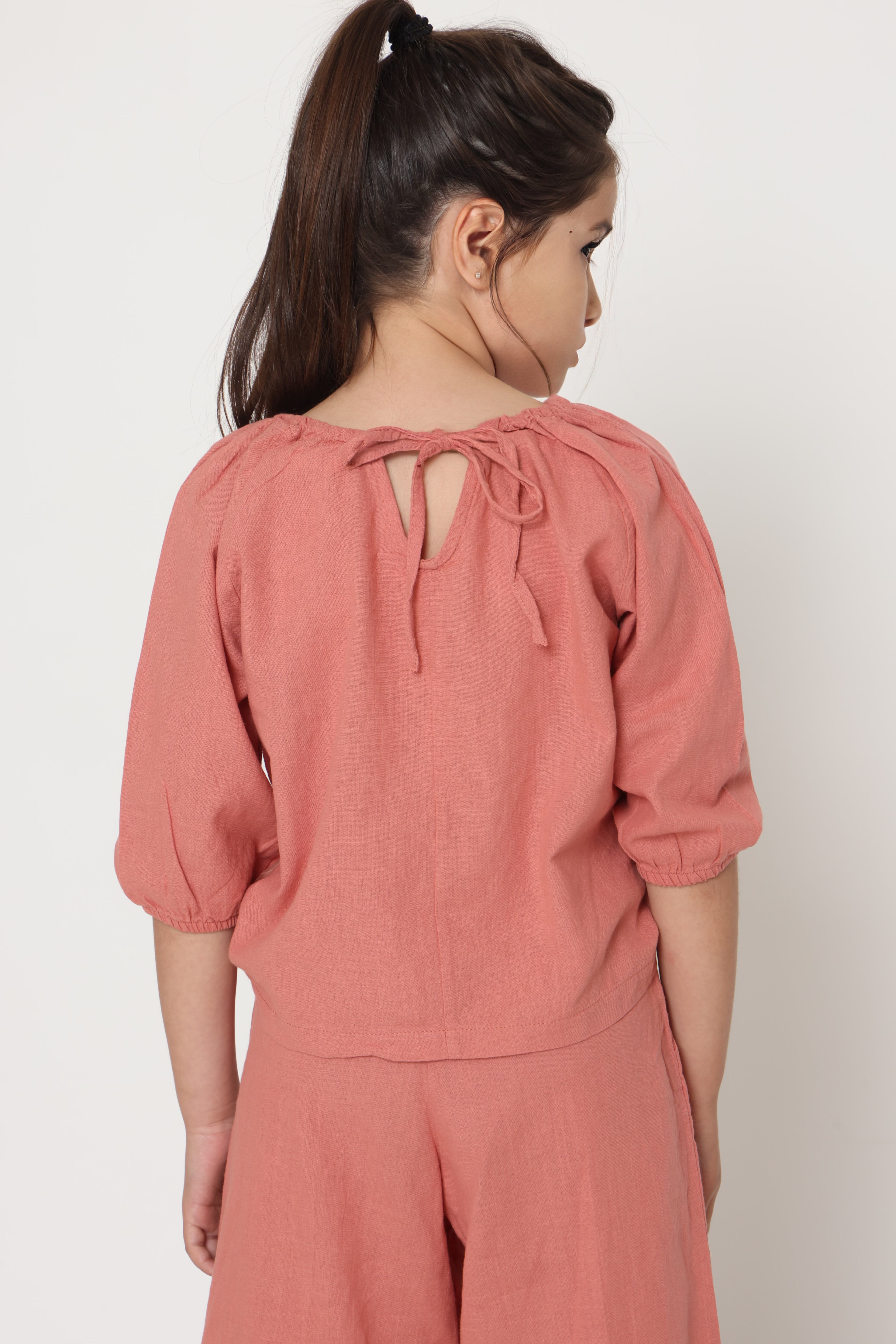 חליפת פשתן בצבע - ורוד